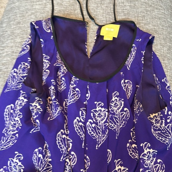 Anthropologie/Maeve Silk Purple Print Dress - Picture 9 of 9